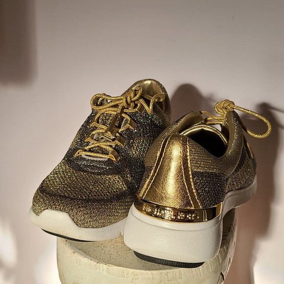 Michael Kors Shoes - Michael Kors Metallic Skyler Trainer Platinum/Gold